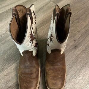 Ariat Brown and White Western Square Toe Boots